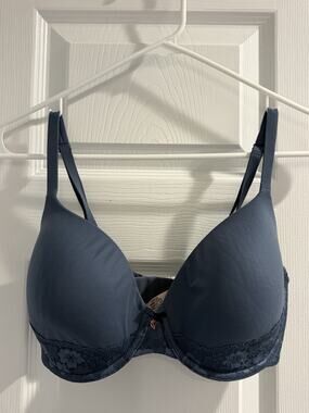 Victoria's Secret 32DDD Body By Victoria Lightly Lined Demi Bra Blue Gray Lace